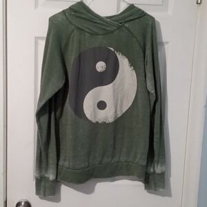 Well Worn Olive Yin Yang Crewneck Sweater